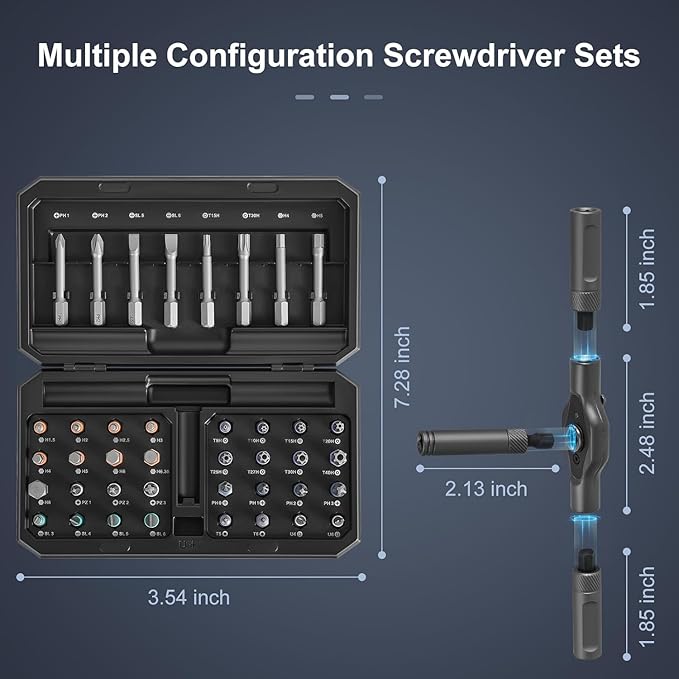 42 in 1 Magnetic Screwdriver Set, Screw Driver Set Kit with Detachable Ratchet Handle, DIY Mini Ratchet Screwdriver, Ratchet Allen Wrench Set for Furniture, Computers, Electronics, Bicycles