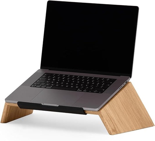 Oakywood Wooden Slanted Laptop Stand for Desk Ergonomic Laptop Desk Stand 50x25x15cm for 15-16" Laptops