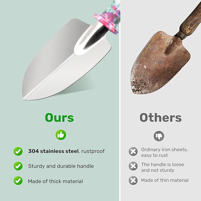 Garden Tool Set, 17-Piece Garden Tools with Floral Print, 304 Stainless Steel Garden Tools Set, Gardening Kit Gardening Gifts for Women, Purple