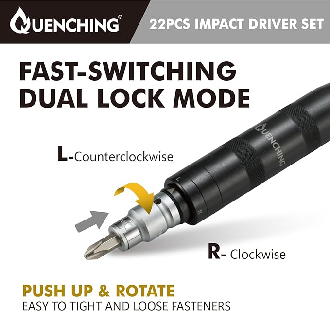 22-Pcs 1/2 Inch Drive Impact Driver Set, CR-V Extractor, Hand Manual Reversible Impact Screwdriver, 5/16 Inch Bit Adapter with S2 Steel Bits for Rusted Fasteners or Frozen Bolts