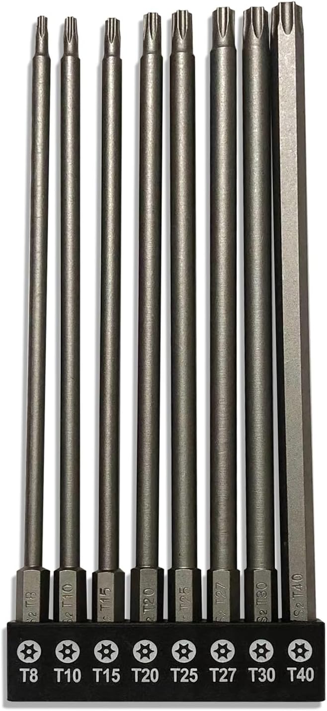 aiyun 8-Piece Security Bit Set, S2 Steel Magnetic Security Screwdriver Set 6 Inch Security Bits Shark Vacuum Screwdriver T8-T40 (150mm Length)