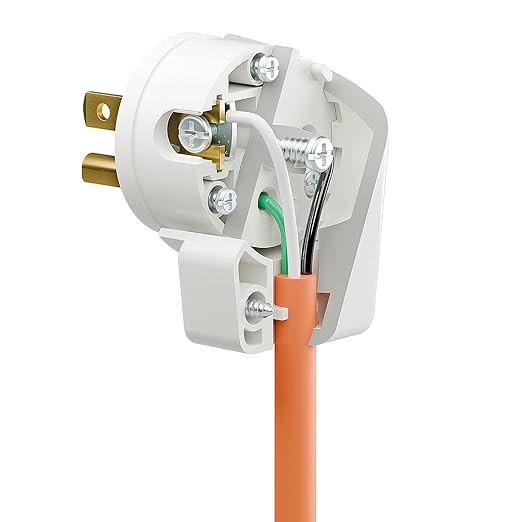 12-Direction Adjustable Nema 5-15P Right Angle AC Plug - 5 Pack, 15A, 125V, White, ETL Verified