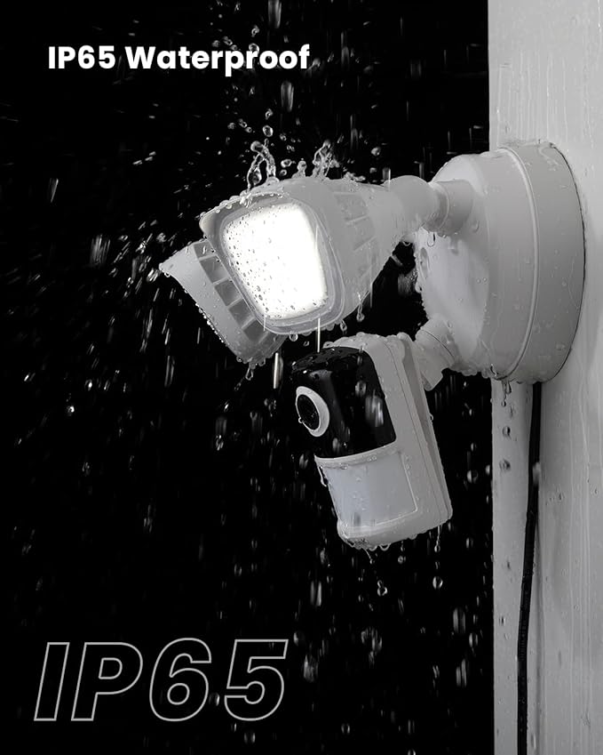 ieGeek Floodlight Camera, 5MP Outdoor Home Security Light with Cameras, 5G/2.4G WiFi Wired Flood Light Cam with Smart Motion Sensor/Siren, Color Night Vision, 2 Way Audio, 24/7 Record,Works w/Alexa