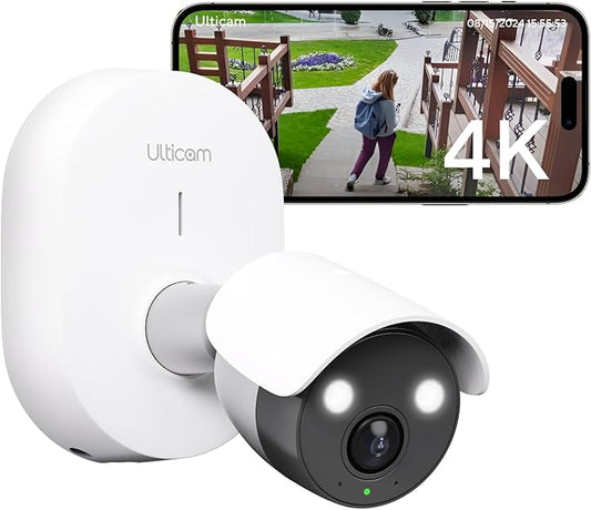 IQ 4K UHD Wired AI Security Camera – 160° Wide Angle, Free 7‑Day Cloud Storage, Dual PoE/Wi‑Fi Connectivity, Person/Vehicle/Face Detection, Two‑Way Audio & Spotlight