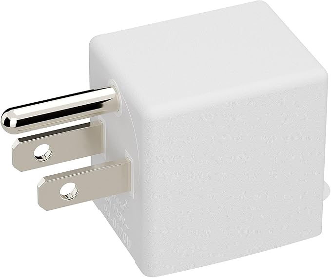 90 Degree Adapter Right Angled Upward Angled USA 3-Prong Male-Female Adapter, Plugrand 90 Degree Angled USA Male Female Adapter, 5-15P to 5-15R Direction Changer Space Save Adapter White PA-0170UW