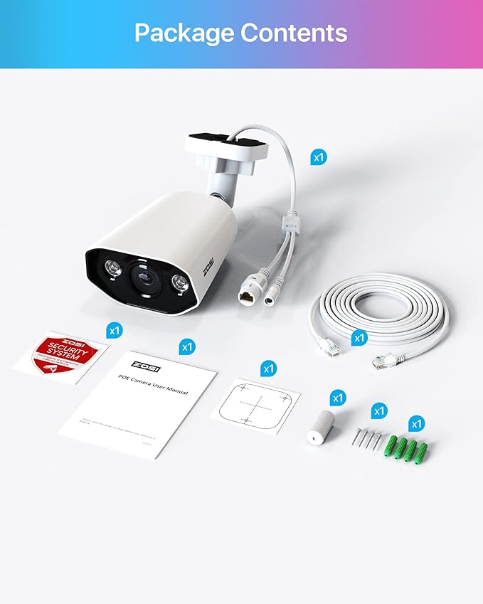 ZOSI 5MP PoE Add-on Camera, Face Person Vehicle Detection, 2 Way Audio, Starlight Night Vision, Sound&Light Siren, 3K Weatherproof Outdoor Indoor Home Bullet IP Cam, Only Compatible with ZOSI POE NVR