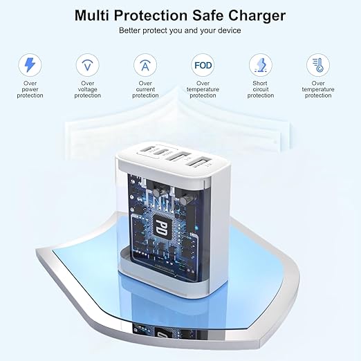 iPhone 16 Pro Max USB C Charger Cord, 2Pack USB C-C Woven Cable Cord 3FT 40W Type C Apple Charger 4 Port PD&AC Wall Plug Fast Charging for iPhone 16e/16 Pro/16 Pro Max/16 Plus/15/15 Pro/15Pro Max/iPad