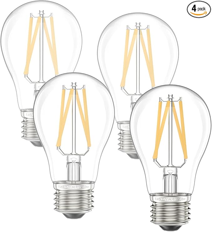 E26 LED Bulb, Dimmable A15 Led Bulb 6W=60 Watt Warm White 2700k LED Light Bulbs, E26 Medium Base Vintage Led Edison Bulb for Ceiling Fan,Vanity,Refrigerator,Wall sconces Light Bulb（4 Packs