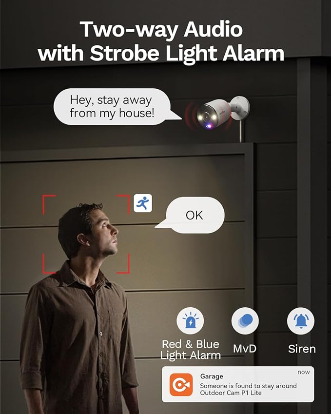 LongPlus 4K Security Camera System, 12MP H.265+ PoE Home Security Camera System, Person Vehicle Pet Detection, Spotlight Color Night Vision, 16CH NVR 4TB HDD, LP8MEF8B1