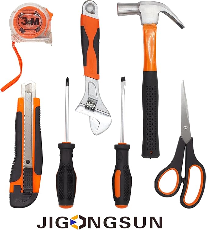 Basic Tool Kit, 68 Piece Household Tool Set, Small Tool Kit, Transparent Orange Pliers Set, and Tool Set, Suitable for Men's and Women's Tool Kits, As Home DIY, and As a Gift