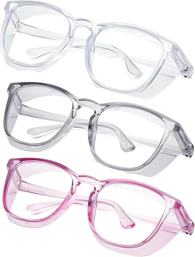 Safety glasses Goggles Nurses Protective Eyewear - Anti Fog Square Frame Stylish Clear Glasses for Women Men