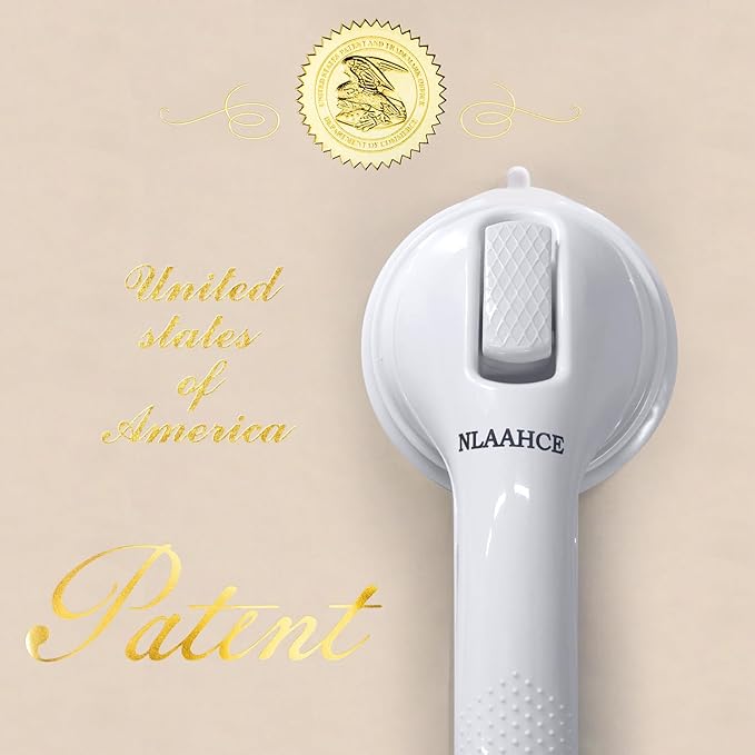 AirTight® Grab Bars for Shower Heavy-Duty (2Pack) 16-Inch ADA Compliant Grab Bar for Seniors Shower Handles for Elderly Suction Handicap Safety Handrail for Bathroom Bathtubs Toilet Tiles White