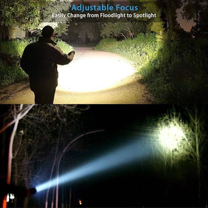 Hoxida LED Tactical Flashlight, Super Bright LED Flashlight Rechargeable 2000 High Lumen, Pocket-Sized LED Torch with Clip, IPX6 Waterproof, Zoomable, 4modes for Camping,Emergency