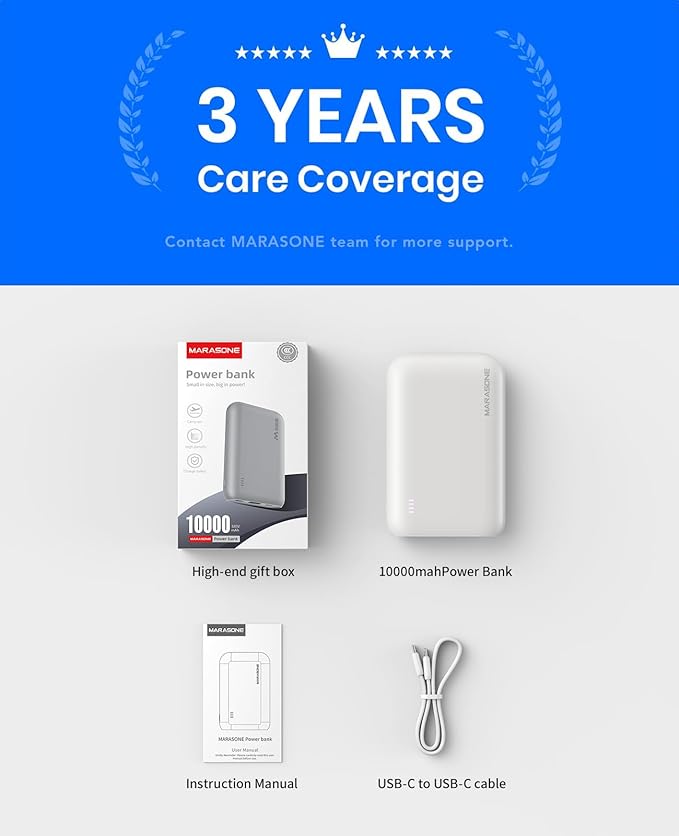 Portable Charger,Slimmest 10000mAh 22.5W PD Fast Power Bank, USB C in&Out High-Speed Charging Battery Pack Compatible with iPhone 16 15 14 13 X Samsung S22 S21 Google iPad etc