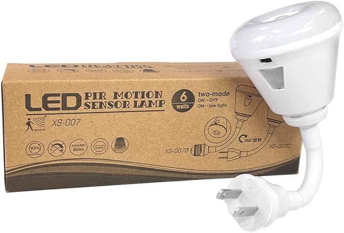 Plug in Motion Sensor Night Light, LED Infrared Sensor Light 6W Light AC 85-265V PIR Infrared Sensor Motion Detector Light Bulb Lamp (Warm Light, US Plug)