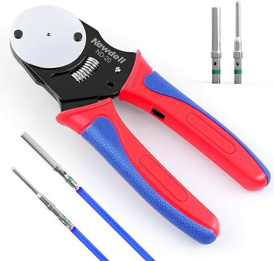 Newdeli Deutsch Crimp Tool Size 20 Deutsch Connector Tool 4 Way Indent 8 Impression Type Closed Barrel Crimper 20 22 AWG Solid Barrel Contact & Circular Connector Contacts Pin Crimping Tool