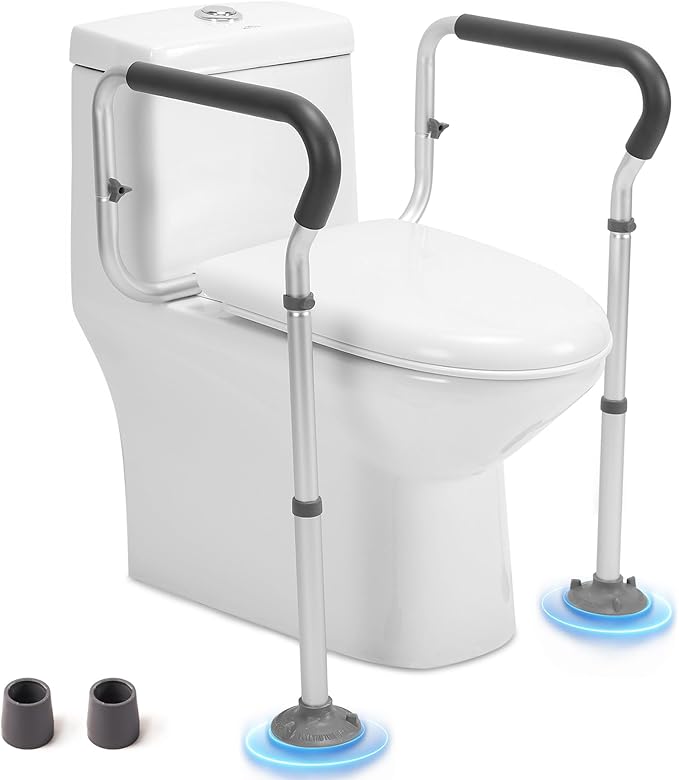 Toilet Safety Rail for Seniors, Toilet Grab Bars for Seniors and Disabled, Toilet Handles for Elderly with Adjustable Width and Height, 350 lb Weight Capacity, FSA/HSA Eligible (White)