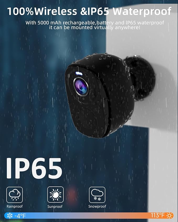 5G/2.4G WiFi Security Cameras Wireless Outdoor, 2K 5G Security Camera with AI Motion Detection, Color Night Vision, Siren, IP65, 2-Way-Audio, Support Alexa&Google Assistant, Cloud/SD (1)