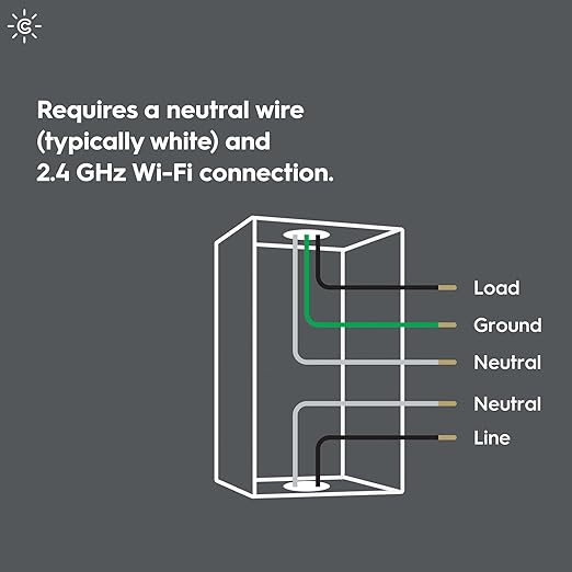 GE CYNC Smart Light Switch, Paddle Style, Neutral Wire Required, Bluetooth and 2.4 GHz Wi-Fi 4-Wire Switch, Compatible with Alexa and Google (1 Pack)