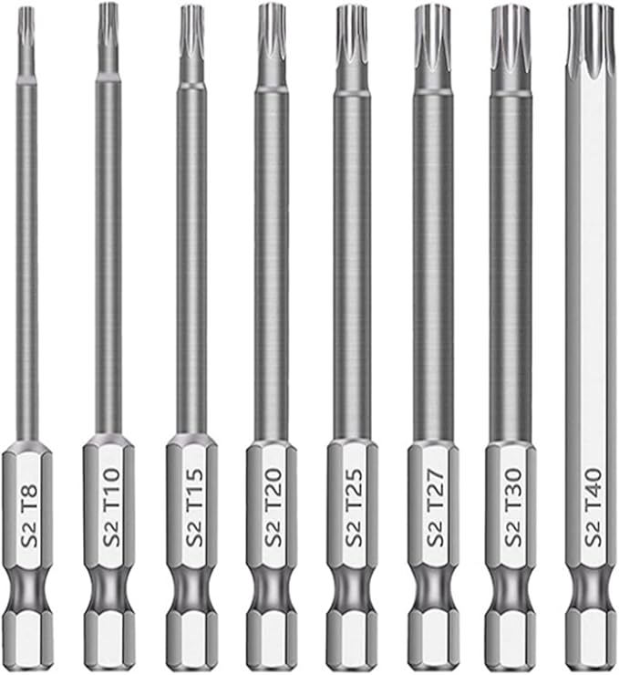 aiyun 8-Piece Security Bit Set, S2 Steel Magnetic Security Screwdriver Set 6 Inch Security Bits Shark Vacuum Screwdriver T8-T40 (150mm Length)