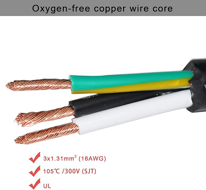 Power Cord Extension Y Splitter - 1 to 2 Way Outlet Adapter NEMA 5-15P 90-Degree Flat Plug to 2 X NEMA 5-15R with SJT 16AWG 3-Prong Cable Wire Extender Space Saver for Kitchen Home Office