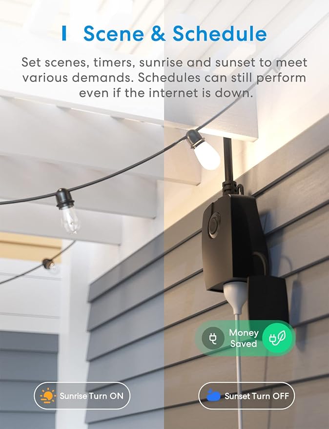 meross Outdoor Dimmer Plug, Smart Outdoor Plug Works with Apple HomeKit, Alexa, Google Home, IP44 Outdoor Dimmer for String Lights Lamps, Patio Lights with Voice & Remote Control, Schedule & Timer