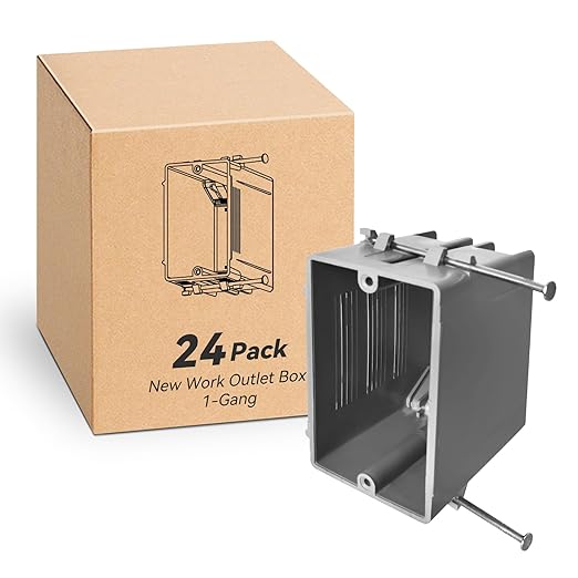 Single Gang Electrical Box New Work, 22 Cu.in, UL Listed, 24 Pack