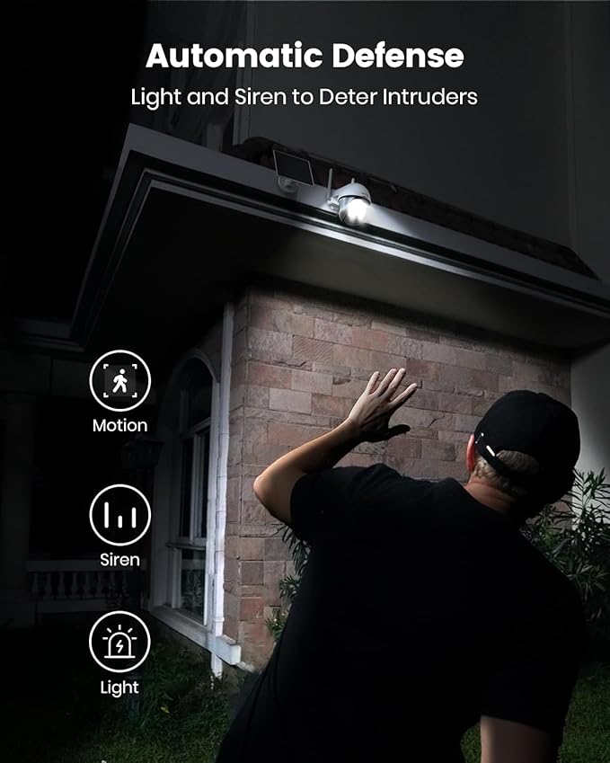 DEKCO Security Cameras Wireless Outdoor, Solar Powered, Panoramic PTZ, Auto Motion Tracking, True 2K, Color Night Vision, Spotlights, 2-Way Talk, 2 Pack