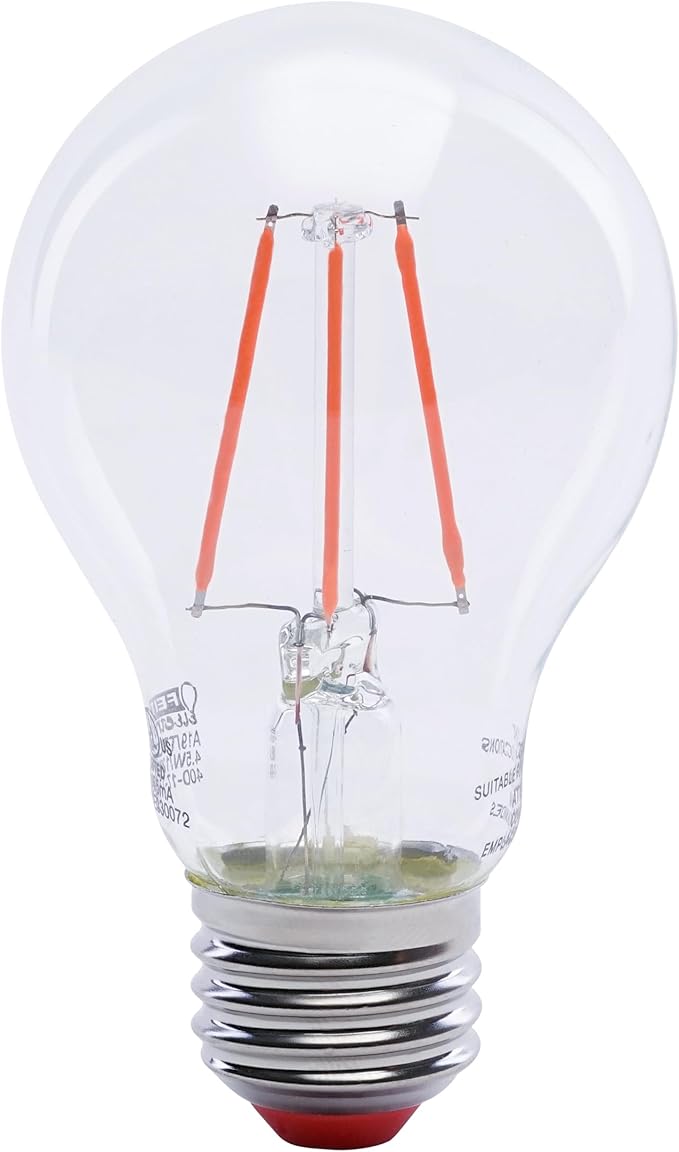 Feit Electric A19/TR/LED/6 25W Equivalent Dimmable Clear Glass Filament Colored LED Light Bulbs, Red, 6-Pack, 2.4" D x 4" H