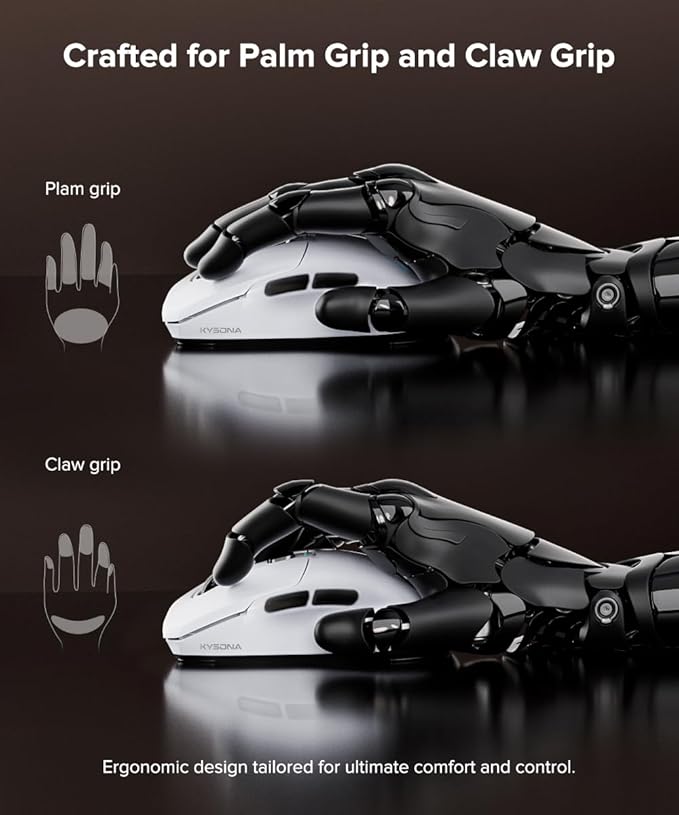 Wireless Gaming Mouse, 24000 DPI, 1K Polling Rate, Tri-Mode 2.4GHz/USB-C/Bluetooth Ergonomic Mouse， Web-Driven, 120 Hours Battery Life, Rechargeable Gaming Mice for PC/Mac/Tablet/Xbox, White