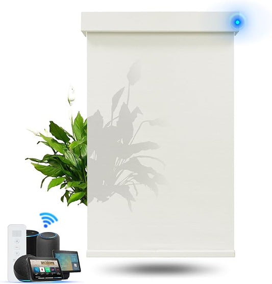 Motorized Blinds with Remote, Light Filtering Smart Roller Blinds Compatible with Apple Homekit Google Home and Alexa, Automatic Window Blinds Customize, Beige