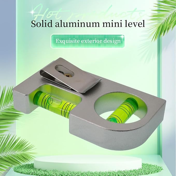 Solid aluminum alloy Mini level ruler portable mini level bubble meter with magnetic function TV stand installation (Silver Green)