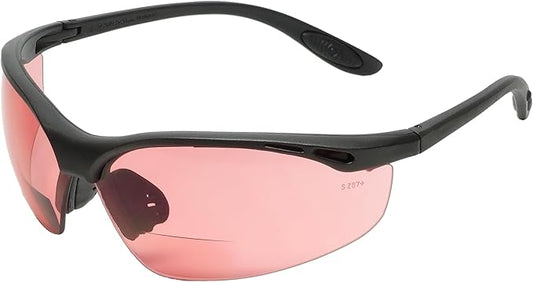 Calabria 91348 Pink FL-41 Tinted BiFocal Safety Glasses +2.00 Fluorescent Blue Light Sensitivity Indoors Outdoor Photophobia