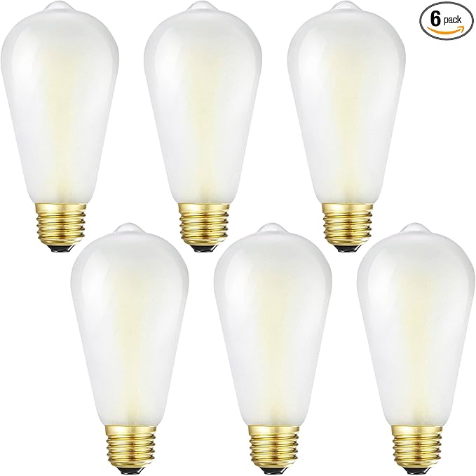 Dimmable e26 Frosted LED Edison Bulbs, 4W, Equivalent 40W, 400LM,Warm White 2700K,AC120V,ST58 Frosted Light Bulbs with 90+ CRI,Pack of 6 (4W=40W Warm White)