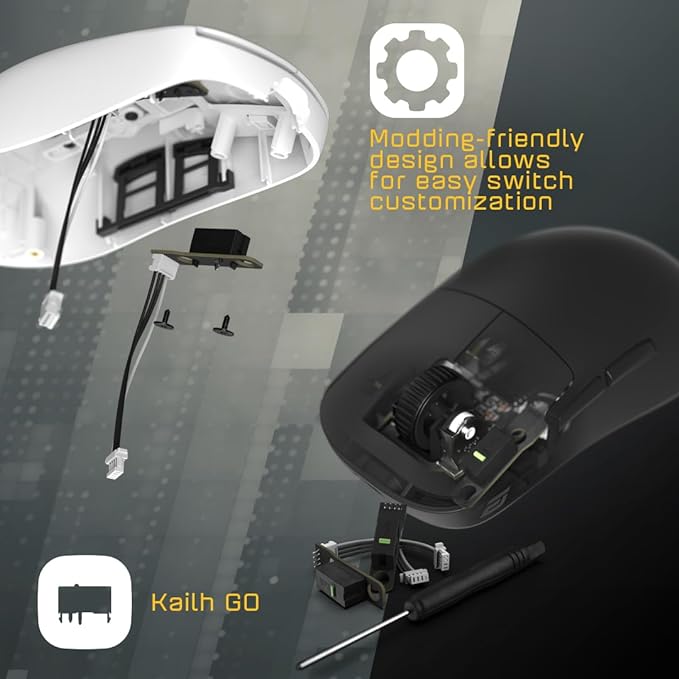 ENDGAME GEAR OP1we Wireless Gaming Mouse, CompX CX52850 Microcontroller, Pixart PAW3370 Optical Sensor, Mod-Friendly, Hybrid Skate Design, Claw Grip, 2.1 oz, White