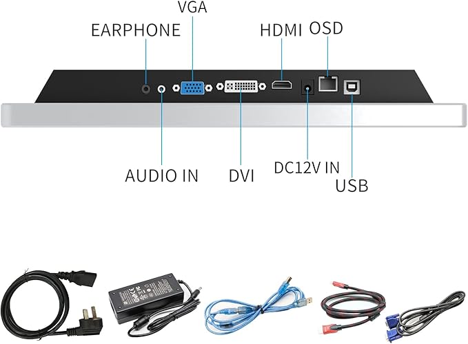 GreenTouch 13.3 Inch PCAP Touch Screen LCD Display- Open Frame TFT LCD Monitor with 12V 4A Powered - 1920 * 1080 HD