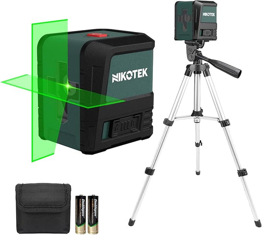 Laser Level, Self-leveling Green Line Laser With Horizontal and Vertical Lines for Construction and Picture Hanging, Battery Included (NK02G With 26 inch Tripod)