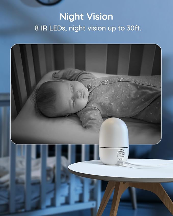 virtavo XD1 Indoor Security WiFi Camera, No Subscription Required, Dual-Lens 360° PTZ Baby Monitor & Pet Cam, Motion Tracking, 2-Way Audio, Night Vision, Cloud/SD Storage, Phone App, Plug-in Power