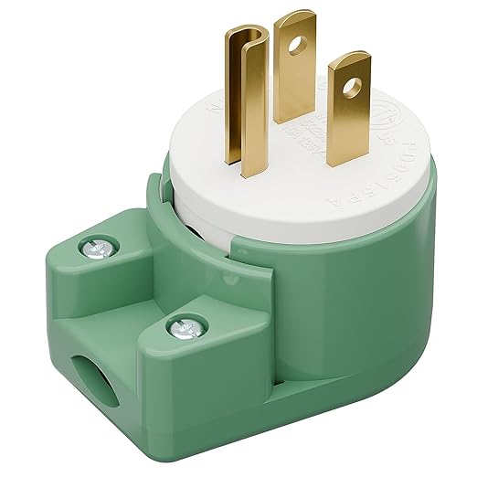 Green ETL Verified Nema 5-15P 90 Degree Right Angle 15A 125V USA 3-Prong Household Angled Plug