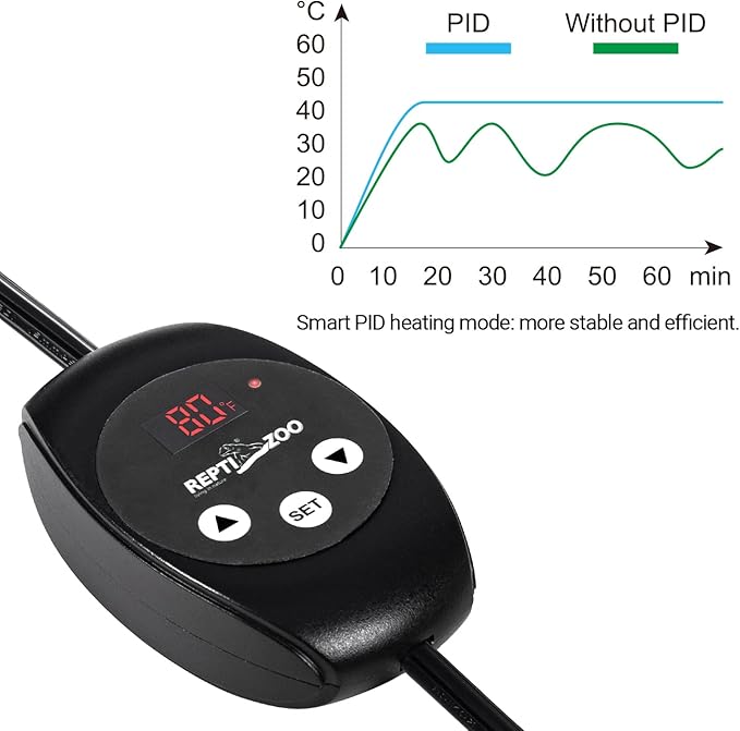 REPTIZOO Dimming Thermostat, PID Temperature Controller with Memory Function, Reptile Thermostat for Reptile Heat lamp, Specifically Designed for Light Heat Bulbs & Heaters