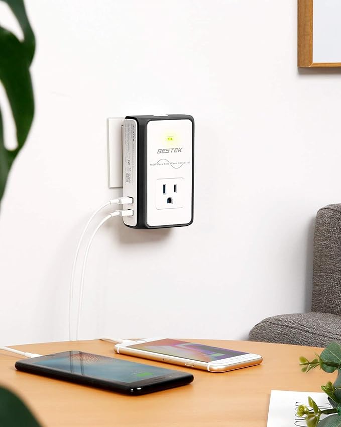 BESTEK Voltage Converter 220v to 110v, Travel Adapter Converter, Step Down, Travel Adapter Converter Combo 4.2A Dual Smart USB UK/AU/US/EU Worldwide Plug (Black&White)