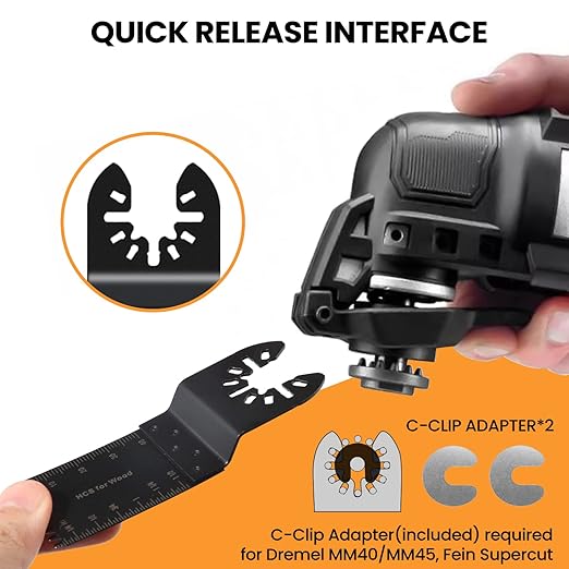 CONNOO 50 Pack Oscillating Saw Blades, Multitool Oscillating Tool Blades for Wood Metal Plastics, Japanese Long Teeth, Quick Release Multi Tool Blades Kits for Oscillating Tools