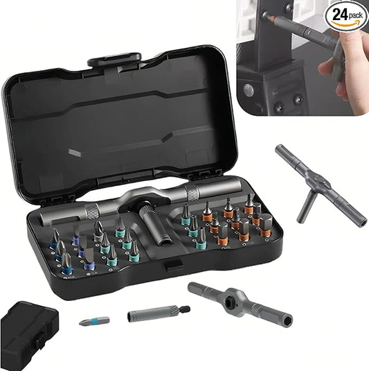 24 In 1 Magnetic Ratchet Screwdriver Set, Multi-Purpose Mini Screwdriver Set Suitable for Diy, Electronic Products, Watches, and Home Repairs