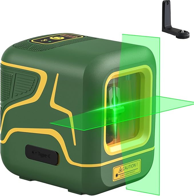 Fanttik D2 Pocket Green Laser Level, 100 ft Self-Leveling Cross Line Laser, Type-C Rechargeable, Rotatable 360 Degree, Pulse Mode, Magnetic Bracket, Carrying Pouch, for Picture Hanging and Home DIY