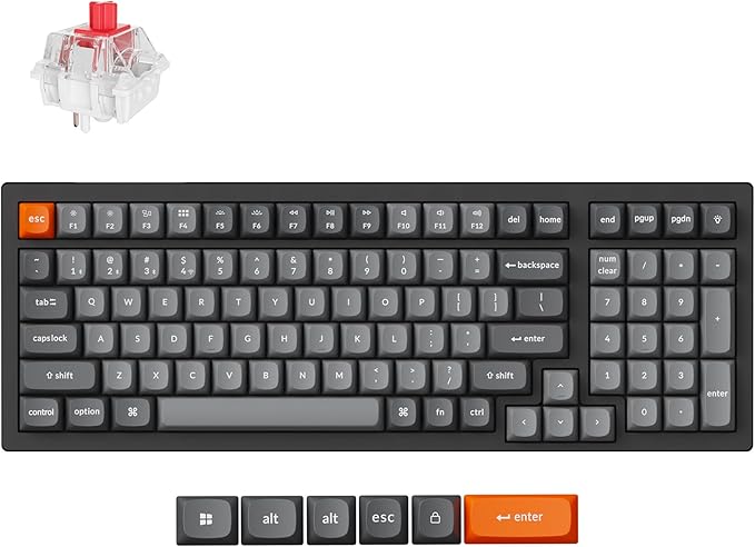 Keychron K4 Max Wireless/Wired Mechanical Keyboard, 96% Layout QMK 2.4 GHz Bluetooth Connection, Non-Shine Through PBT Keycaps White Backlit Compatible with Mac Windows Linux