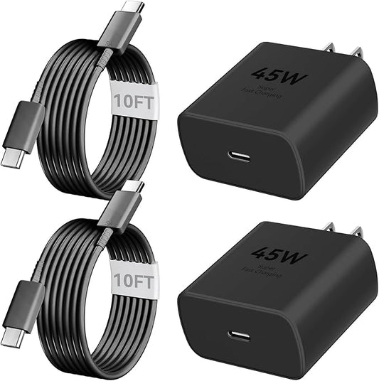 Phone 16 Pro Max Charger Fast Charging, 45W Super Fast USB C Charger Block with 10FT Long Charging Cord Cable for 16 Pro Max/16/16 Plus,15 Pro Max/15 Pro/15, Android Phone-Black