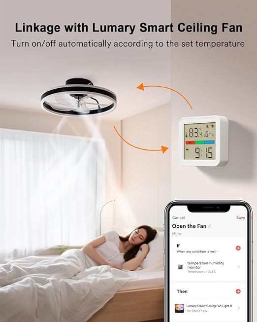 Lumary Smart Thermometer Hygrometer, WiFi & Bluetooth Indoor Temperature Humidity Sensor with App Alert, Led Display, Free Data Storage Export, Digital Remote Monitor for Home & Bedroom