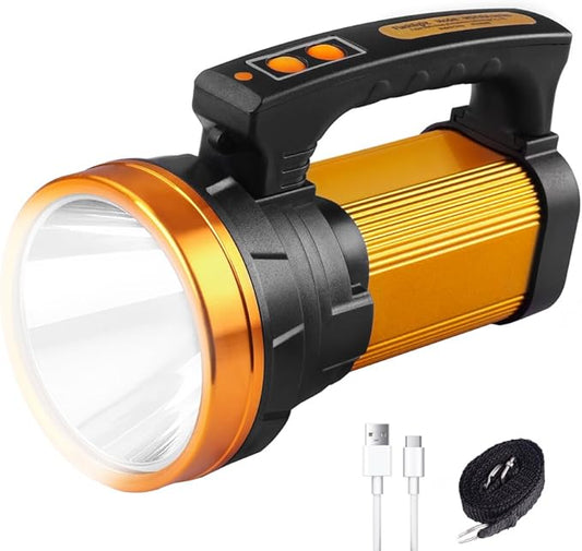 1800LM Rechargeable Spotlight 13600mAh Spotlight Flashlight 80H Long Lasting IP67 Waterproof 3 Modes Spot Light for Outdoor Camping Home Emergency