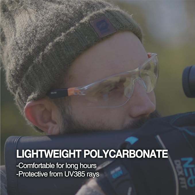 DEX FIT Safety Glasses SG210, Z87 Eye Protection, 3X Anti-Fog & Scratch Resistant, Adjustable for Women and Men, UV Protection (Black & Blue Frame, Clear Lens)