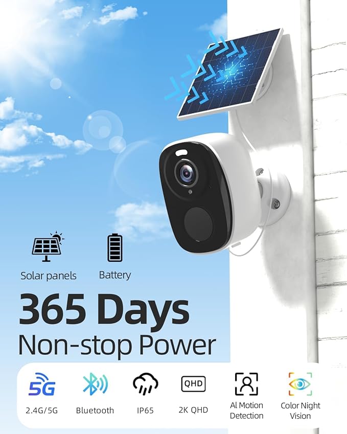 4Pack Solar Security Cameras Wireless Outdoor, Outdoor Cameras for Home Security, Home Camera with Motion Detection Alarm Floodlight Color Night Vision 2-Way Audio Waterproof,IP65 SD/Cloud